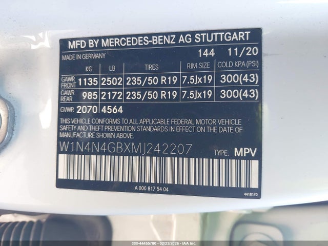 Продаж на аукціоні авто 2021 Mercedes-benz Gla 250, vin: W1N4N4GBXMJ242207, номер лоту: 44455780