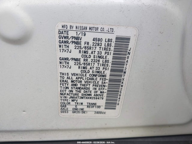 JN8AT2MTXKW259479 Nissan ROGUE SV