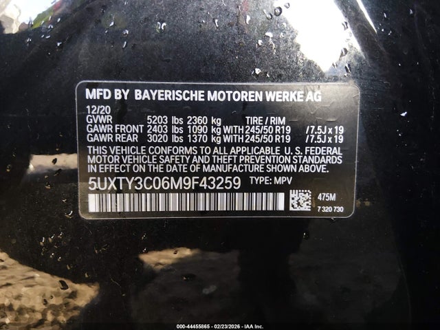 2021 BMW X3 5UXTY3C06M9F43259 Photo 8