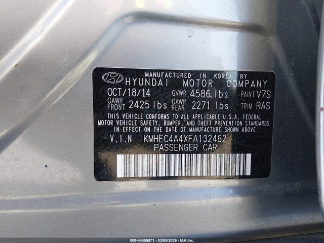 Hyundai Sonata Hybrid Limited 2015 KMHEC4A4XFA132462 Image 9