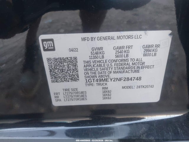 Продажа на аукционе авто 2022 Gmc Sierra 2500hd 4wd  Standard Bed Sle, vin: 1GT49MEY2NF284748, номер лота: 44455908