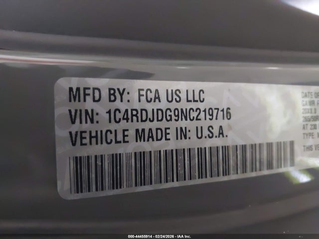 Продажа на аукционе авто 2022 Dodge Durango Gt Awd, vin: 1C4RDJDG9NC219716, номер лота: 44455914