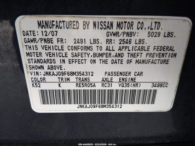 2008 INFINITI EX35 JNKAJ09F68M354312 Photo 8