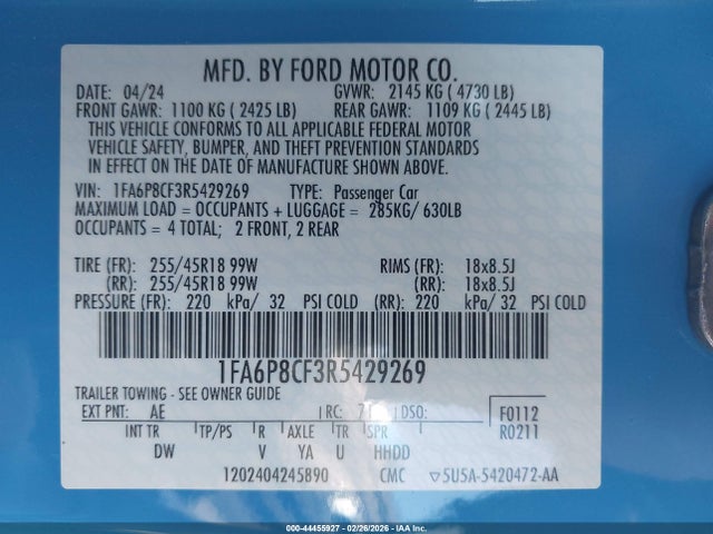 Ford Mustang Gt Fastback 2024 1FA6P8CF3R5429269 Image 9