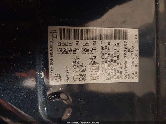 5N1AT2MV0FC792697 Nissan Rogue Sl