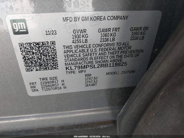 KL79MPSL2RB119825 Chevrolet Trailblazer Fwd Lt