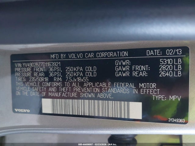 2013 VOLVO XC70 YV4902BZ7D1163921 Photo 8