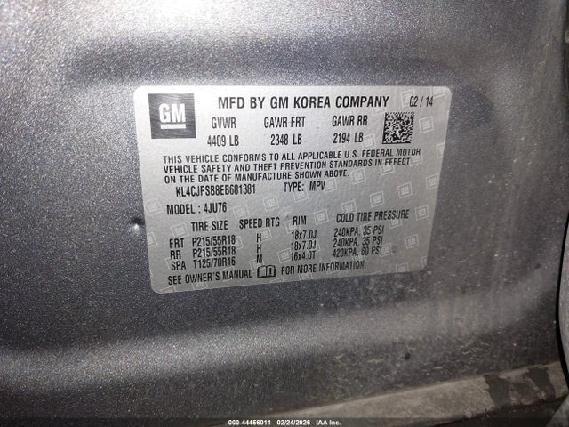 44456011 :رقم المزاد ، KL4CJFSB8EB681381 vin ، 2014 Buick Encore Convenience مزاد بيع
