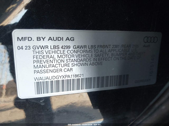 Продаж на аукціоні авто 2023 Audi A3 Premium 40 Tfsi Front-wheel Drive S Tronic, vin: WAUAUDGYXPA118621, номер лоту: 44456045