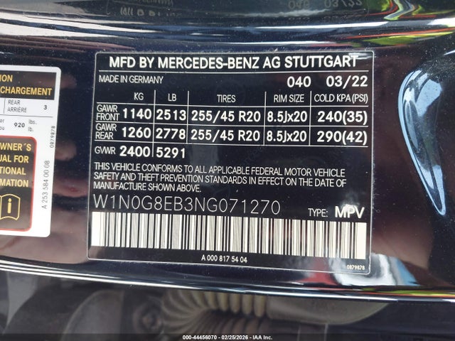 Aukcja sprzedaży 2022 Mercedes-benz Glc 300 4matic Suv, vin: W1N0G8EB3NG071270, numer aukcji: 44456070