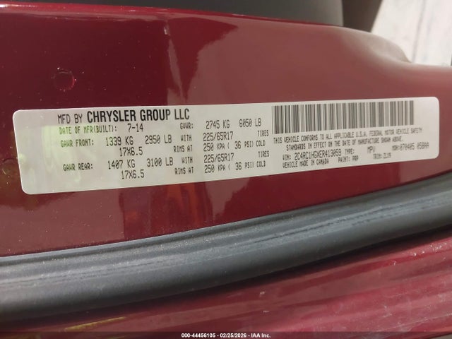 44456105 :رقم المزاد ، 2C4RC1HGXER413059 vin ، 2014 Chrysler Town & Country S مزاد بيع
