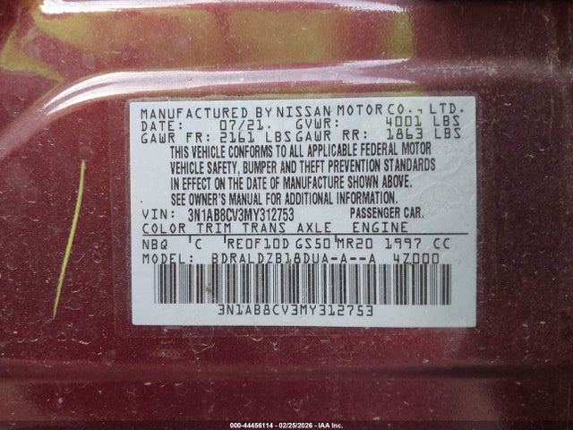 44456114 :رقم المزاد ، 3N1AB8CV3MY312753 vin ، 2021 Nissan Sentra Sv Xtronic Cvt مزاد بيع