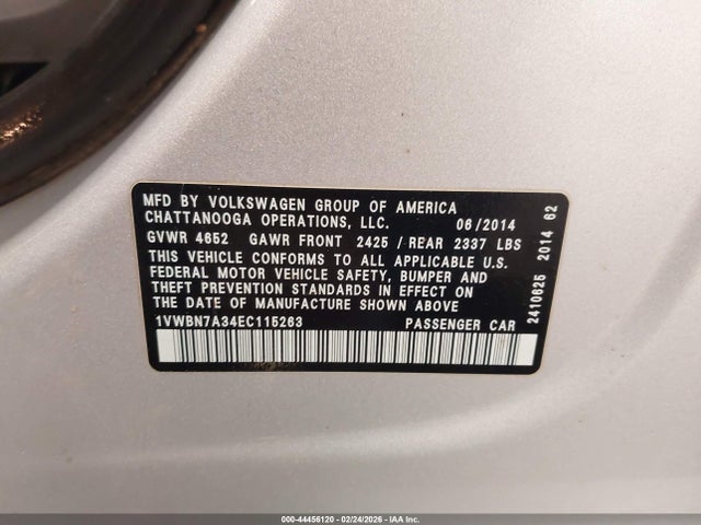Продаж на аукціоні авто 2014 Volkswagen Passat 2.0l Tdi Se, vin: 1VWBN7A34EC115263, номер лоту: 44456120