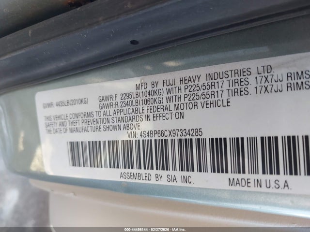 Продаж на аукціоні авто 2009 Subaru Outback 2.5i Limited, vin: 4S4BP66CX97334285, номер лоту: 44456144
