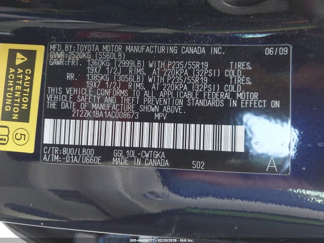 2010 Lexus Rx 350 მანქანა იყიდება აუქციონზე, vin: 2T2ZK1BA1AC008673, აუქციონის ნომერი: 44456177