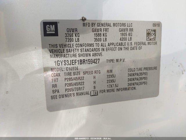 2011 CADILLAC ESCALADE ESV 1GYS3JEF1BR159427 Photo 8