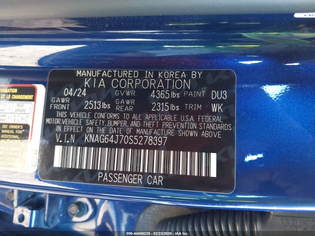 KNAG64J70S5278397 KIA K5 Gt-line
