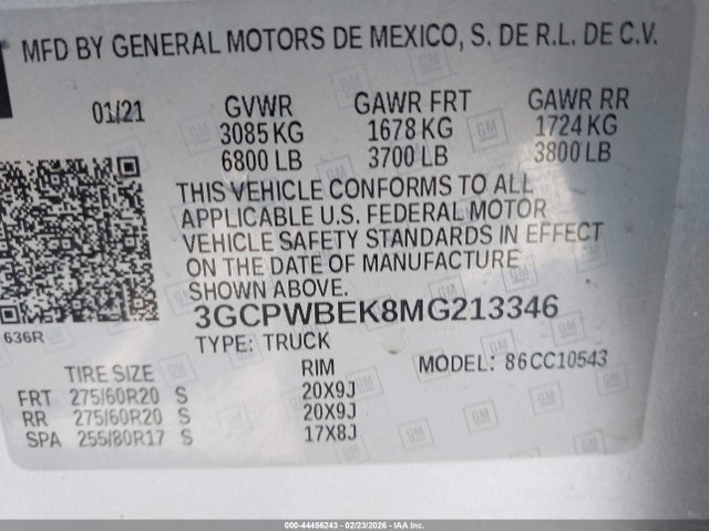 2021 CHEVROLET SILVERADO 1500 3GCPWBEK8MG213346 Photo 8