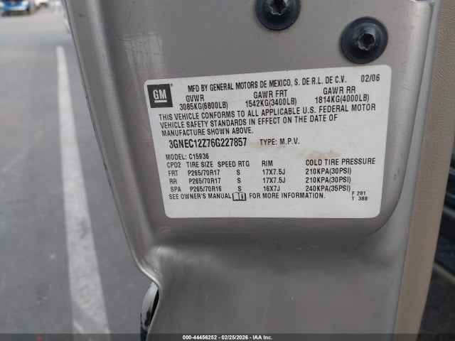 Продажа на аукционе авто 2006 Chevrolet Avalanche 1500 Z66, vin: 3GNEC12Z76G227857, номер лота: 44456252