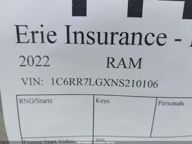 Продаж на аукціоні авто 2022 Ram 1500 Classic, vin: 1C6RR7LGXNS210106, номер лоту: 44456255