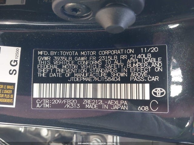 Toyota COROLLA LE 2021 JTDEPMAE7MJ158404 Image 9