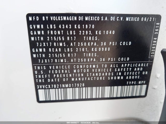 3VVCX7B21NM017928 Volkswagen Taos 1.5t S