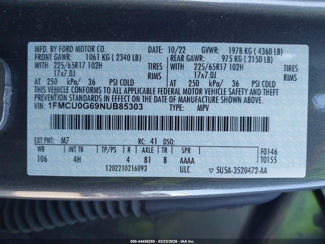 2022 FORD ESCAPE 1FMCU0G69NUB85303 Photo 8