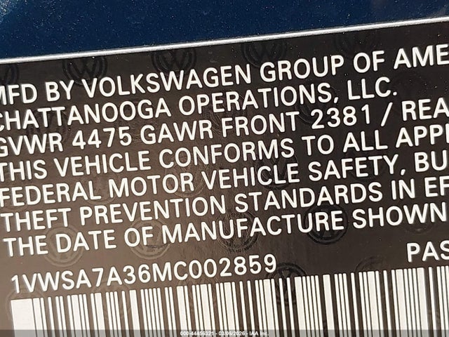 2021 VOLKSWAGEN PASSAT 1VWSA7A36MC002859 Photo 8