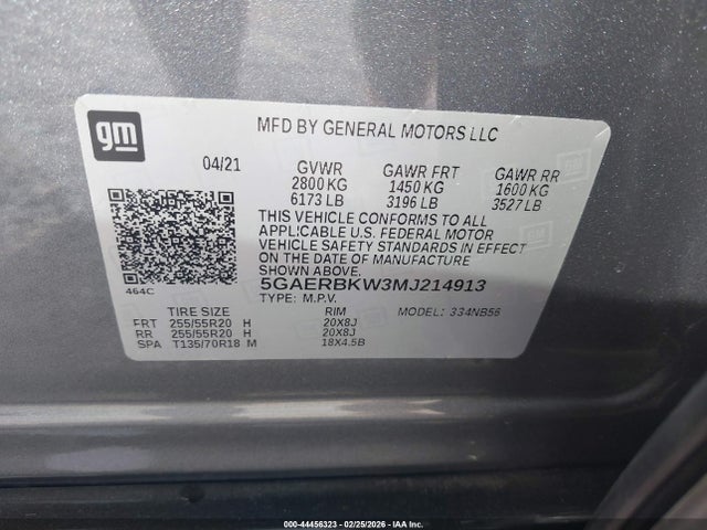 5GAERBKW3MJ214913 Buick Enclave Fwd Essence