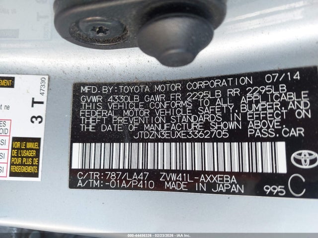 JTDZN3EUXE3362705 Toyota Prius V Five