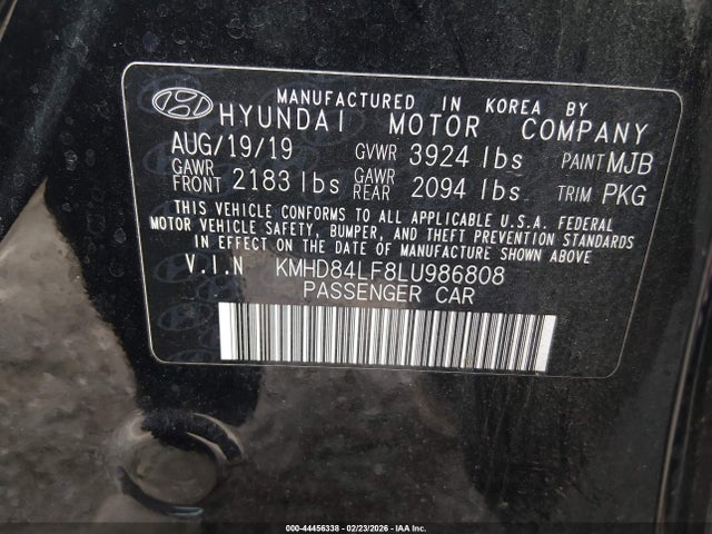 KMHD84LF8LU986808 Hyundai ELANTRA SEL