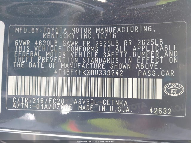 4T1BF1FKXHU339242 Toyota CAMRY LE