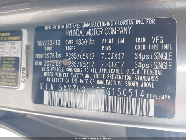 5XYZU3LB6EG150514 Hyundai Santa Fe Sport 2.4l