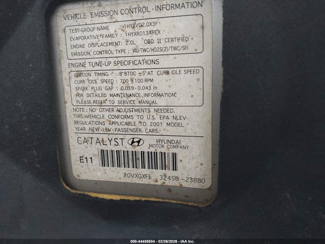 Продаж на аукціоні авто 2001 Hyundai Elantra Gt, vin: KMHDN55DX1U028552, номер лоту: 44456504