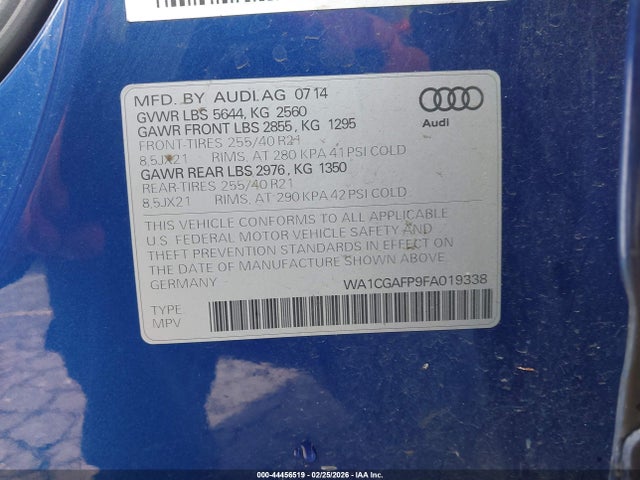 WA1CGAFP9FA019338 Audi Sq5 3.0t Premium Plus