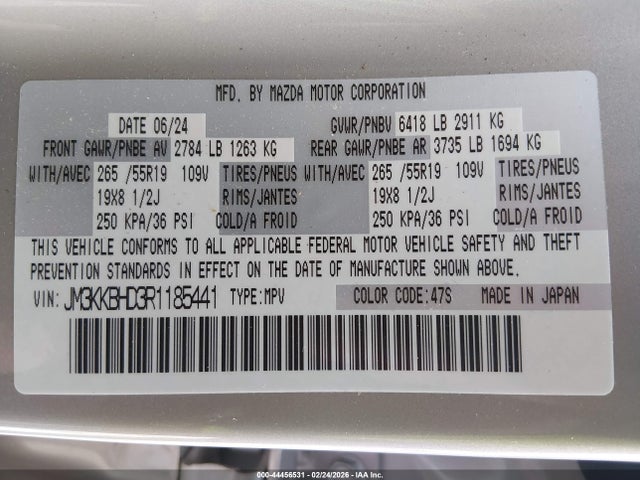 2024 MAZDA CX-90 JM3KKBHD3R1185441 Photo 8