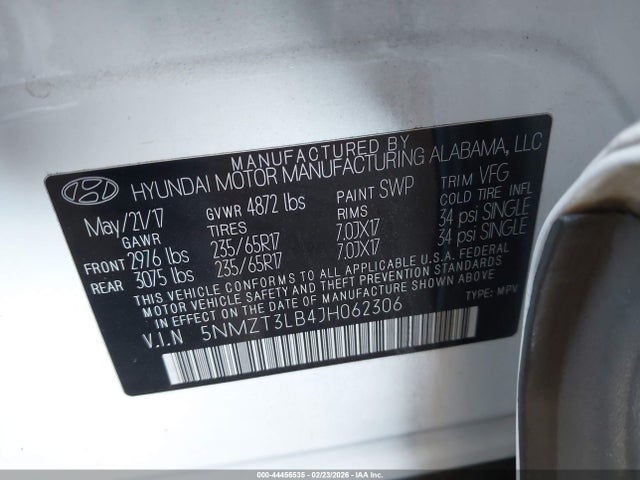 5NMZT3LB4JH062306 Hyundai Santa Fe Sport 2.4l