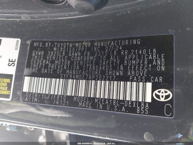 5YFB4MDE7RP202217 Toyota COROLLA LE