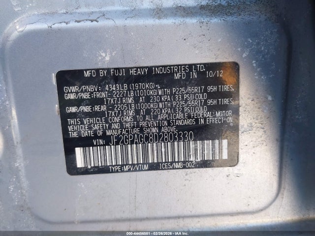 Продаж на аукціоні авто 2013 Subaru Xv Crosstrek 2.0i Limited, vin: JF2GPAGC8D2803330, номер лоту: 44456581