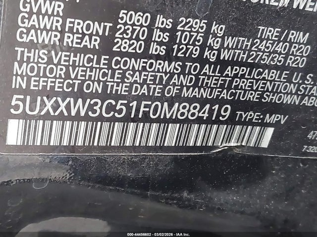 Продажа на аукционе авто 2015 Bmw X4 Xdrive28i, vin: 5UXXW3C51F0M88419, номер лота: 44456602
