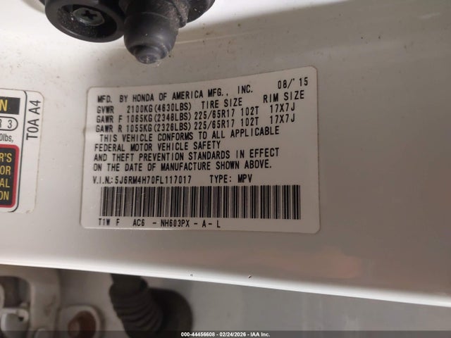 Honda Cr-v Ex-l 2015 5J6RM4H70FL117017 Image 9