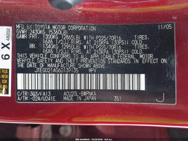2006 TOYOTA HIGHLANDER JTEGD21A060139135 Photo 8