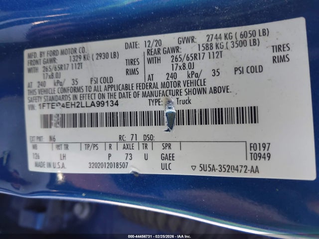 Ford Ranger Xlt 2020 1FTER4EH2LLA99134 Image 9