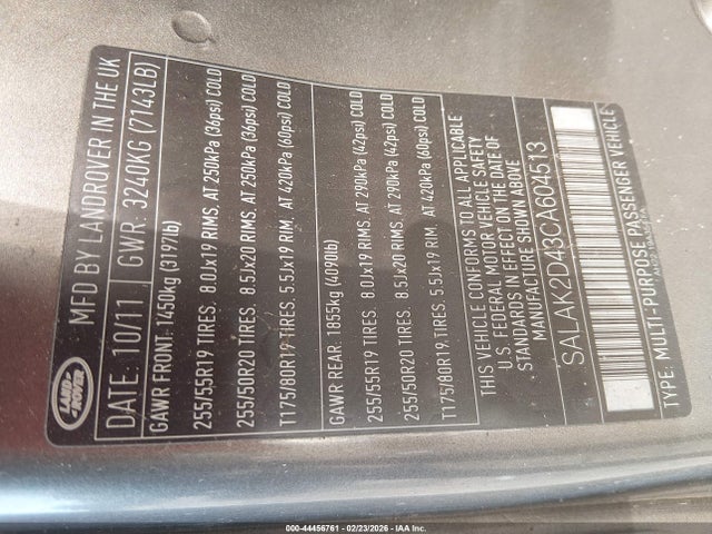 2012 LAND ROVER LR4 SALAK2D43CA604513 Photo 8