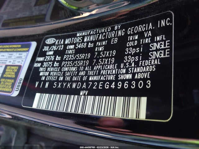 5XYKWDA72EG496303 KIA Sorento Sx V6