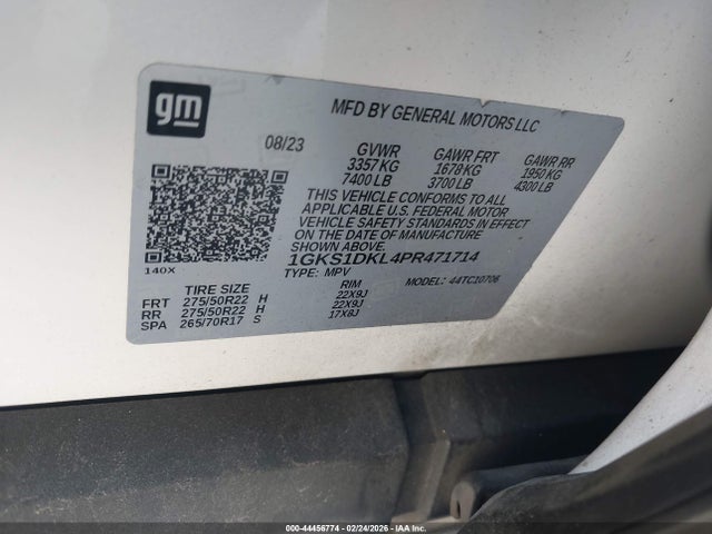 2023 Gmc Yukon 2wd Denali მანქანა იყიდება აუქციონზე, vin: 1GKS1DKL4PR471714, აუქციონის ნომერი: 44456774