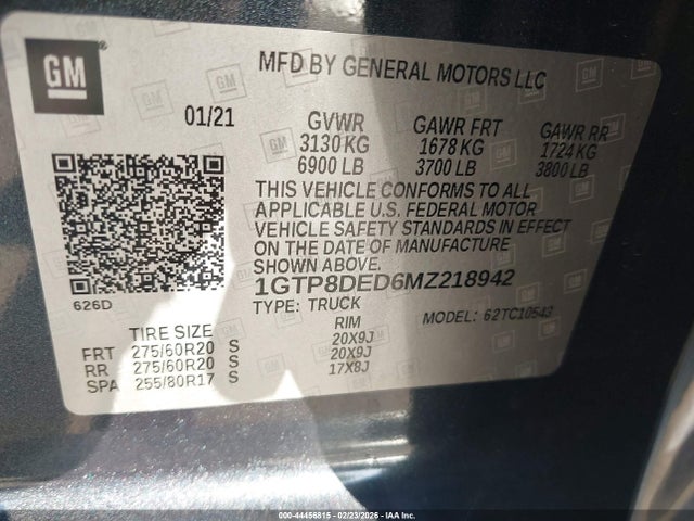 Aukcja sprzedaży 2021 Gmc Sierra 1500 2wd  Short Box Slt, vin: 1GTP8DED6MZ218942, numer aukcji: 44456815