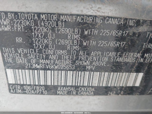 Toyota Rav4 Hybrid Le 2019 2T3MWRFV6KW025653 Image 9