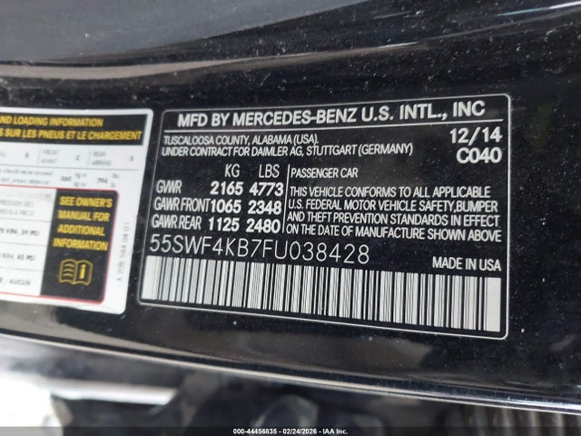 Aukcja sprzedaży 2015 Mercedes-benz C 300 4matic, vin: 55SWF4KB7FU038428, numer aukcji: 44456835