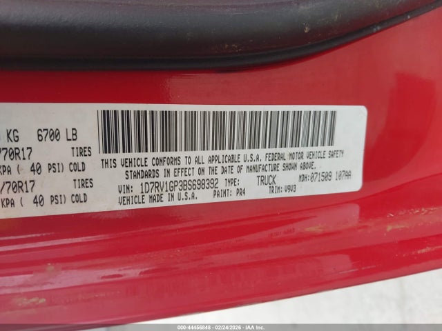Продаж на аукціоні авто 2011 Ram Ram 1500 Slt, vin: 1D7RV1GP3BS698392, номер лоту: 44456848